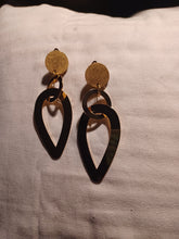 Load image into Gallery viewer, Handmade Abstract Gold Metal Clip On Earrings, 4 inch Statement Style
