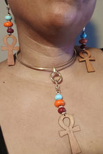 Load image into Gallery viewer, Handmade Ankh Necklace and Earrings Set pierced ears
