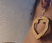 Load image into Gallery viewer, Medium sized Wooden bamboo hoop Clip on Earrings 2.5 inch brown
