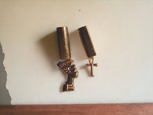 Load image into Gallery viewer, Handmade Asymmetric Ankh and Nefertiti Earrings, Rhinestone Jewelry
