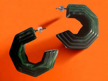 Load image into Gallery viewer, Vintage Chunky acrylic hoop Earrings pierced ears
