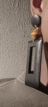 Load image into Gallery viewer, Minimalist Hand carved Natural Wood Clip On Dangle Earrings
