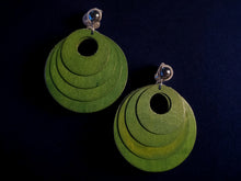 Load image into Gallery viewer, Clip on Multi Layer Wooden Hoop Earrings green
