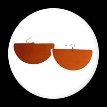 Load image into Gallery viewer, Large wooden Half Circle earrings pierced ears orange
