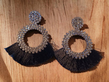Load image into Gallery viewer, Rhinestone Hoop Clip On Earrings, Runway Style, 5.5"
