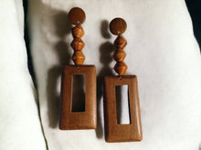 Load image into Gallery viewer, Handmade Wooden boho style Clip On Dangle Earrings
