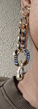 Load image into Gallery viewer, Handmade Chunky Acrylic and rhinestone Chain Earrings Clip On 4 in
