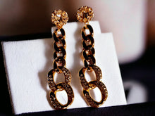 Load image into Gallery viewer, Handmade Chunky Acrylic and rhinestone Chain Earrings Clip On 4 in
