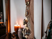 Load image into Gallery viewer, Handmade Abstract gold metal and cowrie Clip On Dangle Earrings
