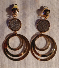 Load image into Gallery viewer, Multi hoop and Rhinestone Clip On Earrings gold medium size
