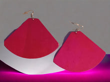 Load image into Gallery viewer, Extra Large wooden Half Circle earrings pierced ears pink
