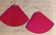 Load image into Gallery viewer, Extra Large wooden Half Circle earrings pierced ears pink
