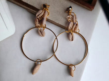 Load image into Gallery viewer, Handmade gold Metal Cowrie Hoop Clip On Earrings
