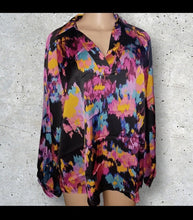 Load image into Gallery viewer, Ladies Graffiti floral print Satin Blouse small new
