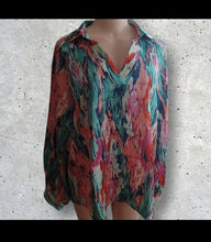 Load image into Gallery viewer, Ladies Graffiti floral print Satin Blouse XL new

