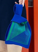 Load image into Gallery viewer, Modern Geometric Wrist tote bag New Blue and Green
