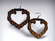 Load image into Gallery viewer, Medium sized wooden Bamboo  Earrings black
