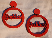 Load image into Gallery viewer, Large Wooden goddess statement Clip On Dangle Earrings
