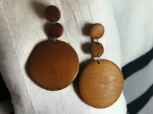 Load image into Gallery viewer, Handmade Wood Clip On Dangle Earrings
