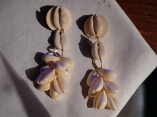 Load image into Gallery viewer, Handmade Wood and Cowrie Boho Clip On Dangle Earrings
