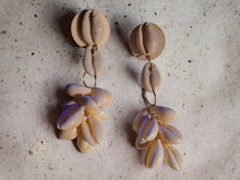 Load image into Gallery viewer, Handmade Wood and Cowrie Boho Clip On Dangle Earrings
