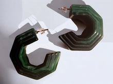 Load image into Gallery viewer, Vintage Chunky acrylic hoop Earrings pierced ears

