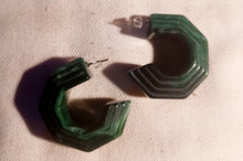 Load image into Gallery viewer, Vintage Chunky acrylic hoop Earrings pierced ears
