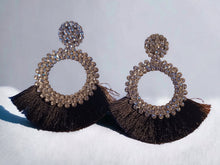 Load image into Gallery viewer, Rhinestone Hoop Clip On Earrings, Runway Style, 5.5"
