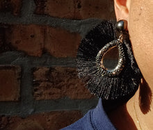 Load image into Gallery viewer, Glam Handmade  tassel Clip On Earrings black
