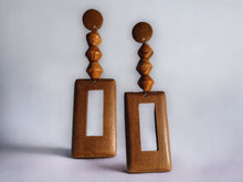 Load image into Gallery viewer, Handmade Wooden boho style Clip On Dangle Earrings
