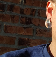 Load image into Gallery viewer, Modern minimalist opal teardrop stud Earrings pierced ears clear/opal
