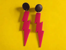 Load image into Gallery viewer, Comic con festival Acrylic Pop Art Lightning Bolt Clip on Earrings
