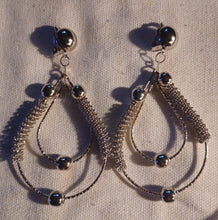 Load image into Gallery viewer, Silver Metal Mesh Hoop Clip On Earrings

