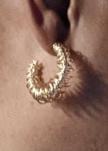 Load image into Gallery viewer, Handmade Abstract Gold Metal Small wire Hoop Earrings (pierced ears)
