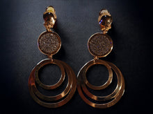 Load image into Gallery viewer, Multi hoop and Rhinestone Clip On Earrings gold medium size
