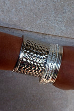 Load image into Gallery viewer, Chunky boho Silver metal Cuff and Bangle Set of 10
