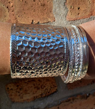 Load image into Gallery viewer, Chunky boho Silver metal Cuff and Bangle Set of 10
