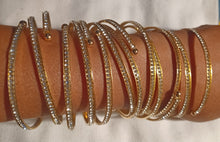Load image into Gallery viewer, Rhinestone Gold Bangle Set of 6, Open Sizing
