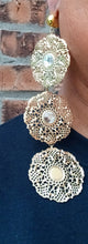 Load image into Gallery viewer, Giant Handmade  Hammered Metal Daisy Flower Clip On Earrings silver 8 inch
