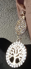 Load image into Gallery viewer, Handmade gold rhinestone Tree of Life Clip On Dangle Earrings
