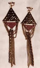 Load image into Gallery viewer, Light Hammered Metal Abstract Clip On Earrings rustic brass
