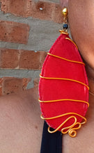 Load image into Gallery viewer, Extra Large Clip on Hand Dyed Leather and wire Abstract Earrings
