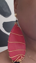 Load image into Gallery viewer, Extra Large Clip on Hand Dyed Leather and wire Abstract Earrings
