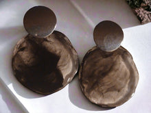 Load image into Gallery viewer, Handmade smokey clear acrylic Disc Earrings pierced ears
