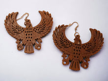 Load image into Gallery viewer, Egyptian Horus with the Ankh Large Wooden Earrings
