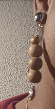 Load image into Gallery viewer, Handmade  Minimalist Wood bead and Rhinestone Clip On Earrings
