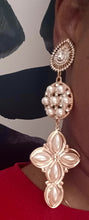 Load image into Gallery viewer, Handmade Glam Madonna Faux Pearl and Rhinestone Earrings Clip on
