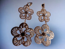 Load image into Gallery viewer, Handmade Hammered Metal Daisy Clip On Earrings silver 6 inch
