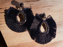 Load image into Gallery viewer, Glam Handmade  tassel Clip On Earrings black
