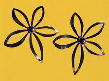 Load image into Gallery viewer, Large Mid Century Sunburst gold metal Daisy  Earrings pierced ears

